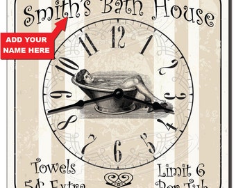 Bath House Personalized Novelty Bathroom Wall Clock