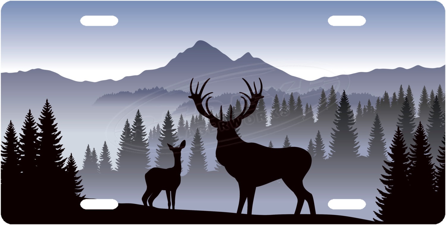 Buck and Doe License Plate Tag Etsy