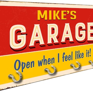 Personalized Garage Sign Key Hanger Rack from Redeye Laserworks