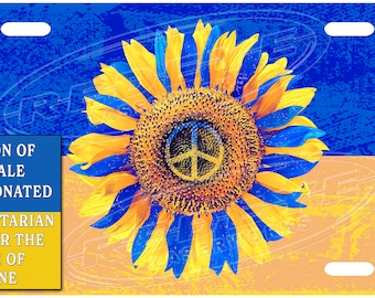 Ukraine Support License Plate Tag, Sunflower Ukraine Flag, Ukrainian Support License Plate