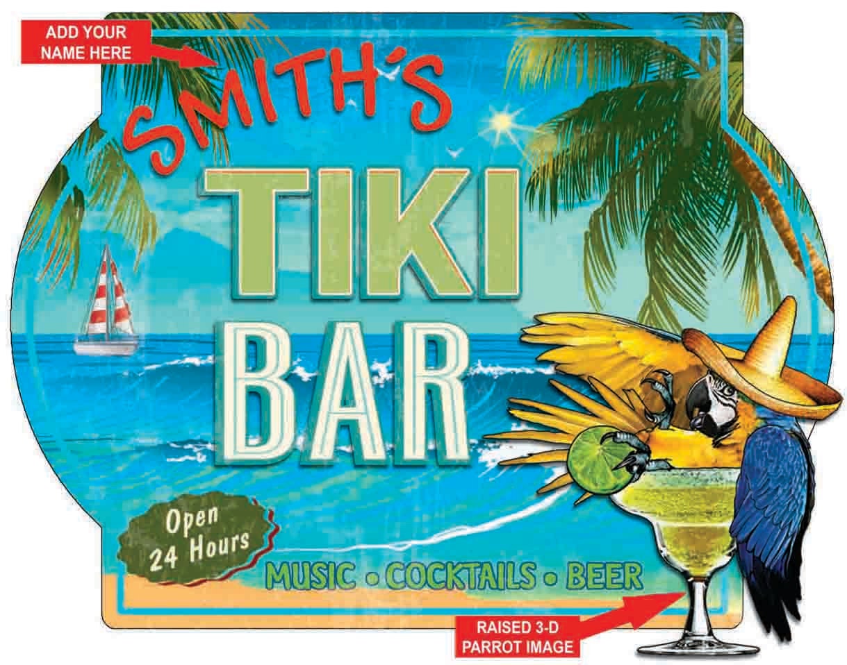 Personalized Margarita Parrot Tiki Bar Hardboard Wall Sign Etsy