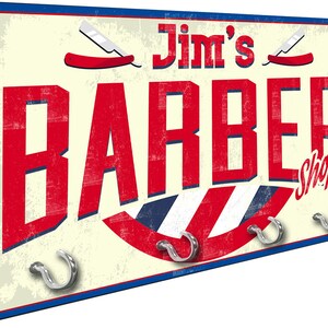 Personalized Barber Shop Key Hanger Rack from Redeye Laserworks