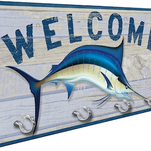 Fishing Blue Marlin Key Hanger Rack from Redeye Laserworks