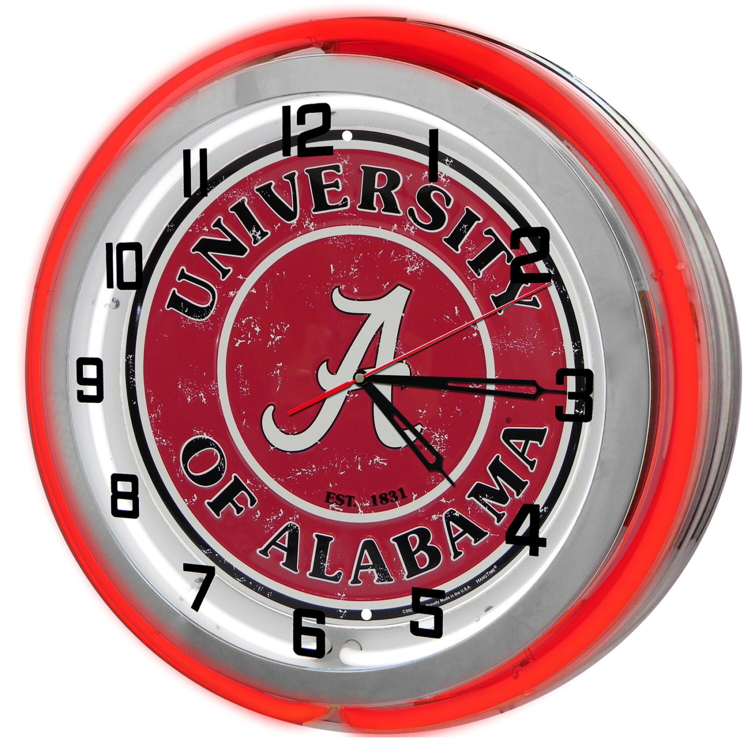 University of Alabama Red Double Neon Clock Etsy