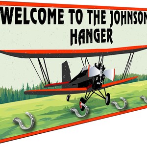 Personalized Airplane Hanger Pilot Key Rack from Redeye Laserworks