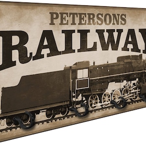 Personalisierte Eisenbahn Lokomotive Schlüsselbrett Rack von Redeye Laserworks