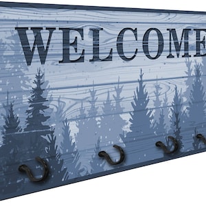 Welcome To The Wilderness Cabin Sign Key Hanger Rack from Redeye Laserworks
