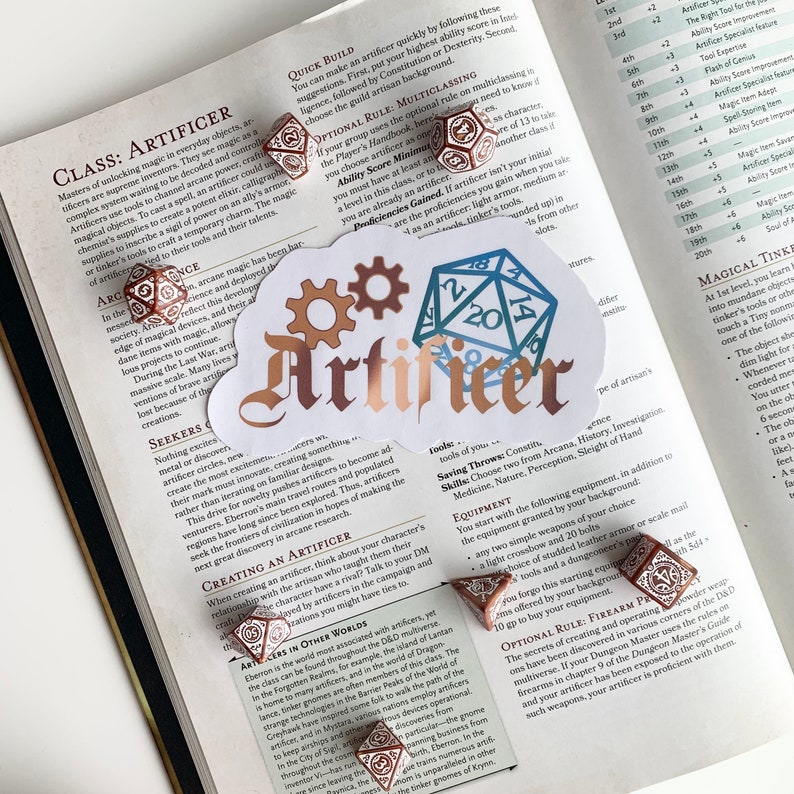 DnD Dungeons and Dragons D&D Class Hand-Crafted Water Resistant Stickers Critical Role Playing Games Fantasy Artificer