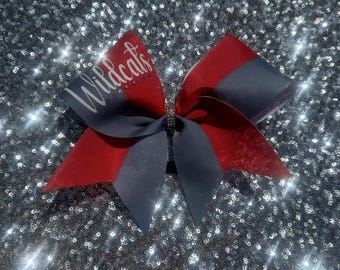 Customized Red and Grey Cheer Bow