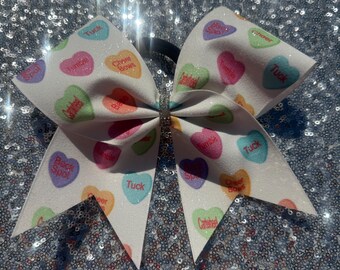 Valentine Conversation Cheer Hairbow  Valentine Bow  Valentine Cheerleading Bow