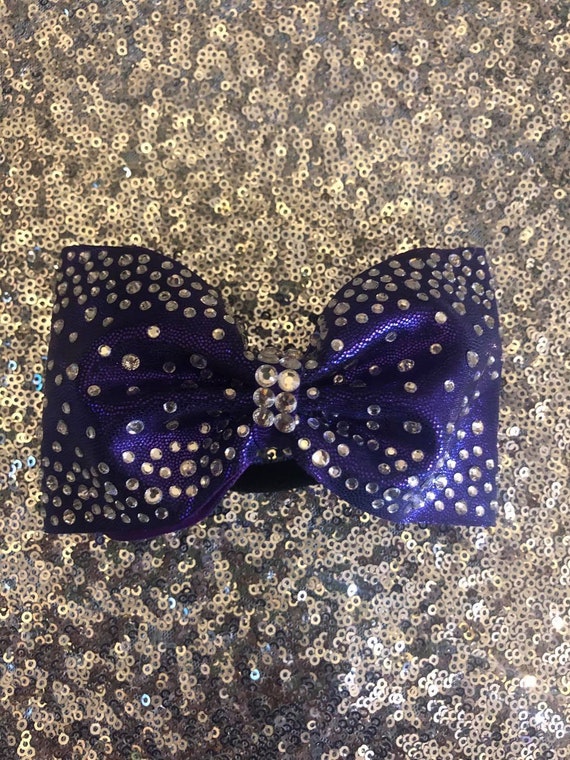 Tailless Purple Rhinestone Cheer Bows... - Etsy display picture 1