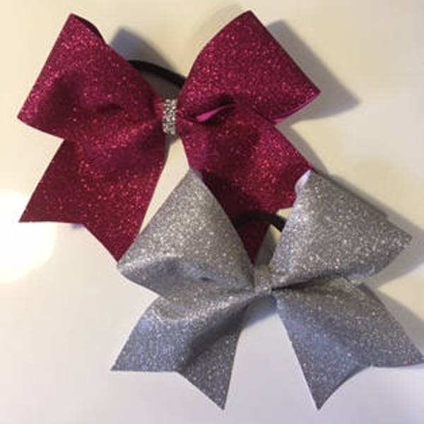 Glitter Cheer Bow available in 26 colors at a great price for high school and rec. groups