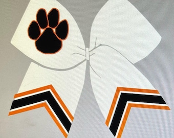 Orange and black with panther paw cheerleading bow