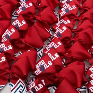 Red Cheer Ribbon Red White and Navy Cheer Bow With Amazing Tail Design. These Can Be ...