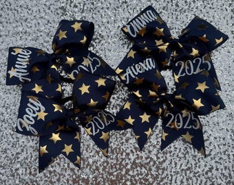 Navybows with metallic gold stars with name and year.