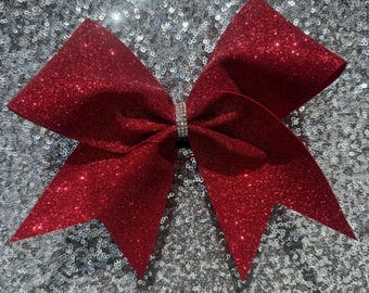 Red Glitter Cheer Bow Cheerleading Dance