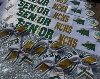Senior Sash Cheerleading  and Senior Cheer Hairbow customized in your colors 2027