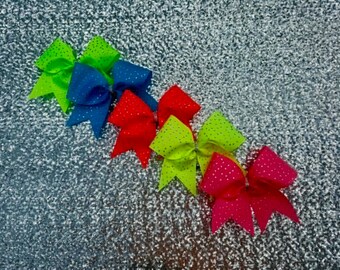 Neon Rhinestone Cheerleading Bow