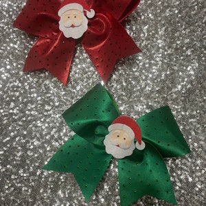 Santa Claus Cheer Bows with rhinestones Christmas Cheerleading Bow