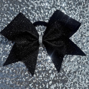 Solid Black Glitter Cheer Bow