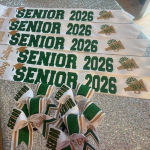 Senior Sash Cheerleading  and Senior Cheer Hairbow customized in your colors 2027