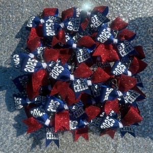 Cheer bow key chain or back pack bow. Customized in your colors