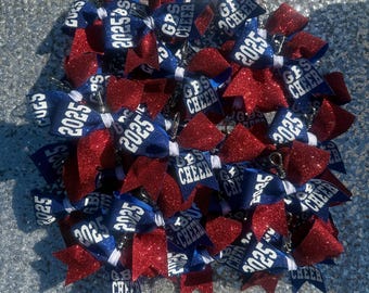 Cheer bow key chain or back pack bow. Customized in your colors
