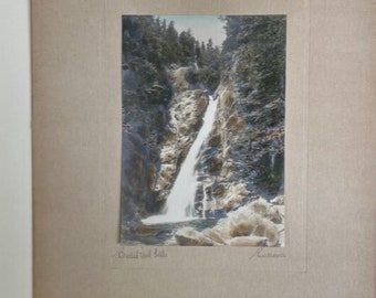 Antique Hand-Tinted Photograph Of Bridal Veil Falls Yosemite by Burrow's