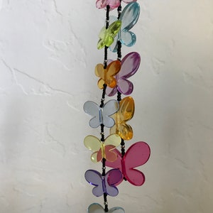 Butterfly Beauty - Double Strand two sizes of Butterflies Beaded Rear View Mirror Car Charm - Beautiful butterflies in a variety of shades