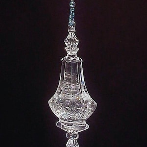 Turquoise and Silver Glittery Chandelier Finial with Elegant Bow topper Beaded Fan or Light Pull Single - Oblong Chandelier Finial