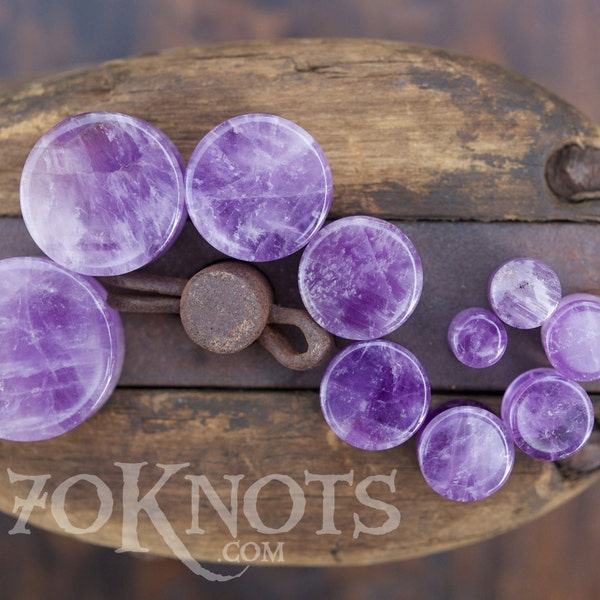 Amethist Stenen Pluggen - Double Flared - 1 Paar - 6mm - 8mm - 10mm - 11mm - 12.7mm - 14mm - 16mm - 19mm - 22mm - 25mm - Bio