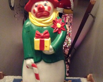 christmas green coat hobo snowman blow mold yard decoration plastic light up - Blow Mold Christmas Yard Decorations christmas green coat hobo snowman blow mold yard decoration plastic light up - Blow Mold Christmas Yard Decorations