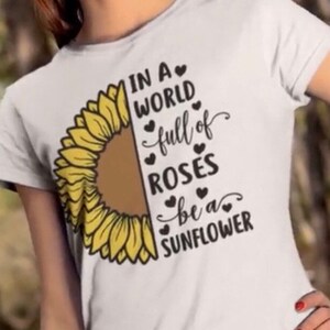 Womens Botanical Shirt In Field of Roses Be A Sunflower