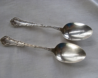TWO dainty, fancy, Sterling Silver Edwardian-era demitasse or teaspoons, marked W and H