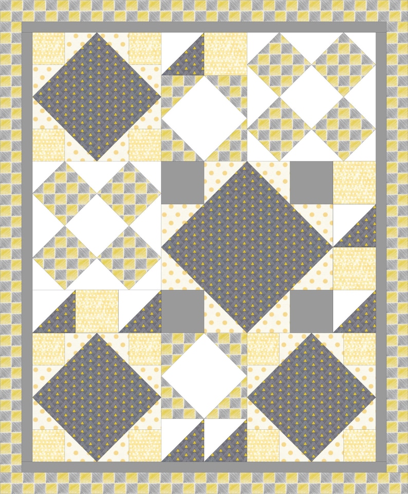 modern neutral baby quilt pdf pattern dots and diamonds etsy