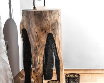 Tree Stump Table, Reclaimed Wood Coffee Table, Wood Furniture, Tree Stump Stool, Wooden Log Stool, Primitive Furniture, Rustic Dad Gift