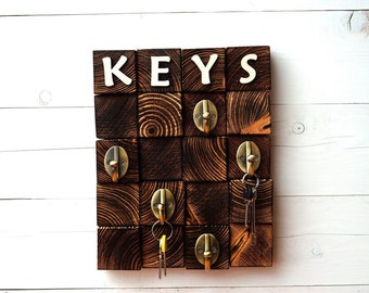 Wood Key Hanger, Entryway Organizer, Lake House Decor, Crafted Key Rack, Personalized Mosaic Кey Hook, Key Holder For Wall, Cool Decor