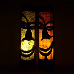 Wood Lamps, Tiki Lamp, Tribal Lighting, Tribal Lamps, Mantel Decor, African Lamp, Bamboo Lamp, Home Decor Gift Indoor, African Decor