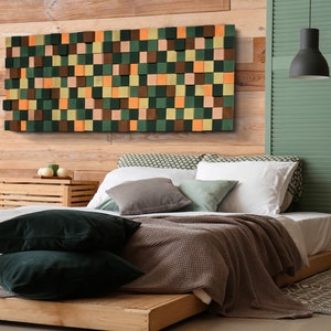 wood colored pine wood headboard king/queen in boho style