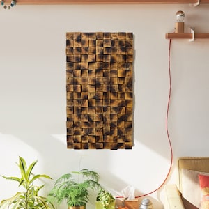 Wood Wall Art Mosaic, Wooden Art Decor, Wood Wall Art Geometric, Big Wall Art, Wooden Art Sculpture, Living Room Wall Decor, Housewarming