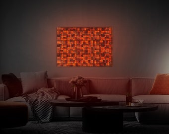 Pine Wood LED Wall Art, Backlit Panel (40x28)