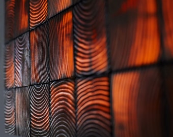 Pine Wood LED Wall Art, Backlit Geometric Decor, Media Wall