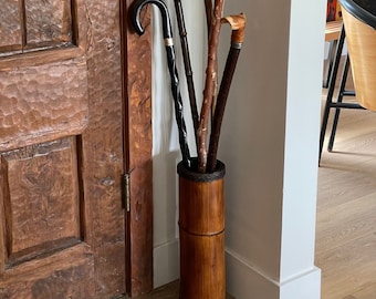 Wood Umbrella Stand, Floor Vase, Bamboo Furniture, Tall Floor Vase, Umbrella Holder, Rustic Bamboo Vase, Home Decor, Farmhouse Decor