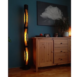 Floor Lamp, Standing Lamp, Tall Floor Lamp, Wood Floor Lamp Bamboo, Rustic Modern Floor Lamp, Artisan Floor Lamp, Boho Standing Lamp image 1