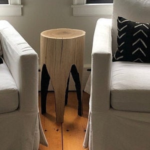 Wood Side Table, Tree Stump End Table, Wood Stool Table, Modern Farmhouse, Furniture And Decor, Accent Stool, Space-Saving Table, Live Edge