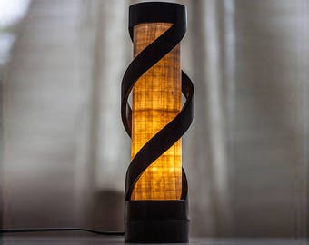 Handmade Bamboo Desk Lamp: Spiral Mood Light