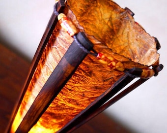 Handmade Bamboo Table Lamp: Torchiere Paper Lantern, Rustic Modern Light