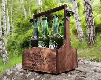 Beer Caddy, Wooden Beer Holder, Gift For Him, Beer Carrier, Portable Beer Tables, Fathers Day Gift, Beer Tote, Gift For Husband, Beer Lover