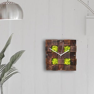12x12 Moss Clock: Rustic Wooden Wall Decor