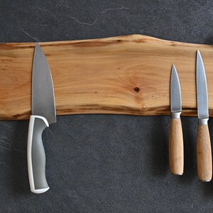 Personalized Live Edge Walnut Magnetic Knife Holder: Chef's Kitchen Organizer, Dad Gift Idea image 8